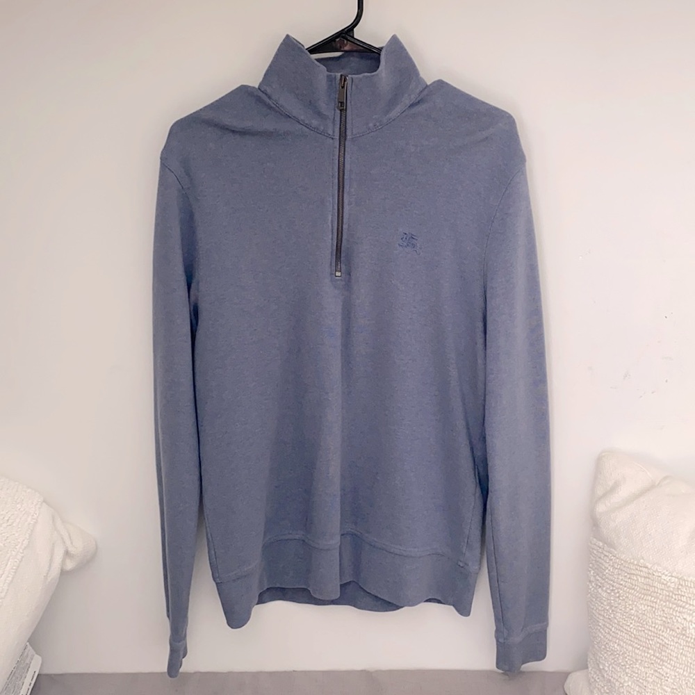 I am selling a MENS M Burberry blue long sleeve quarter-zip sweater.